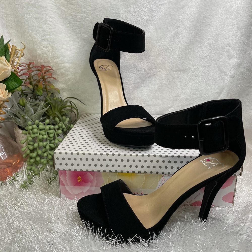 My Delicious Black Suede Heels Ankle Strap